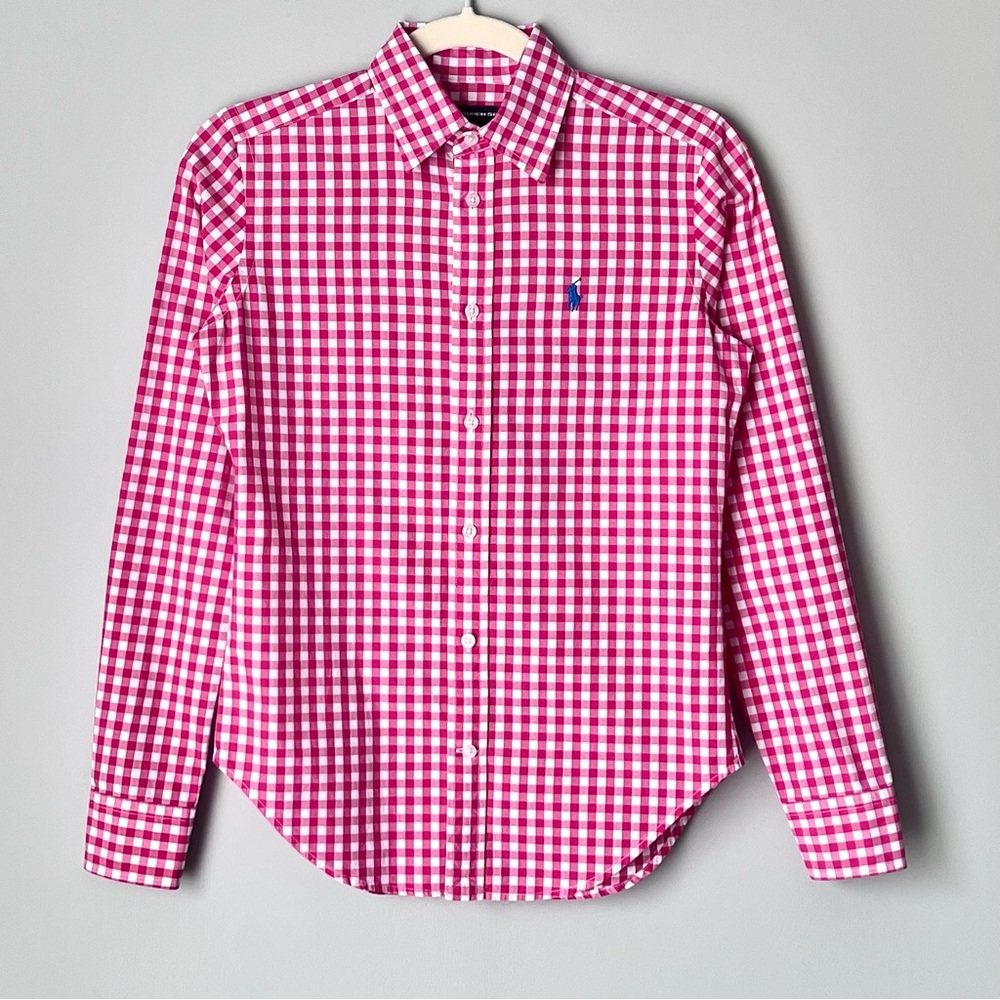 Ralph Lauren Pink & White Gingham Button-Down Shirt